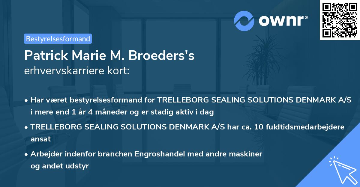 Patrick Marie M. Broeders's erhvervskarriere kort