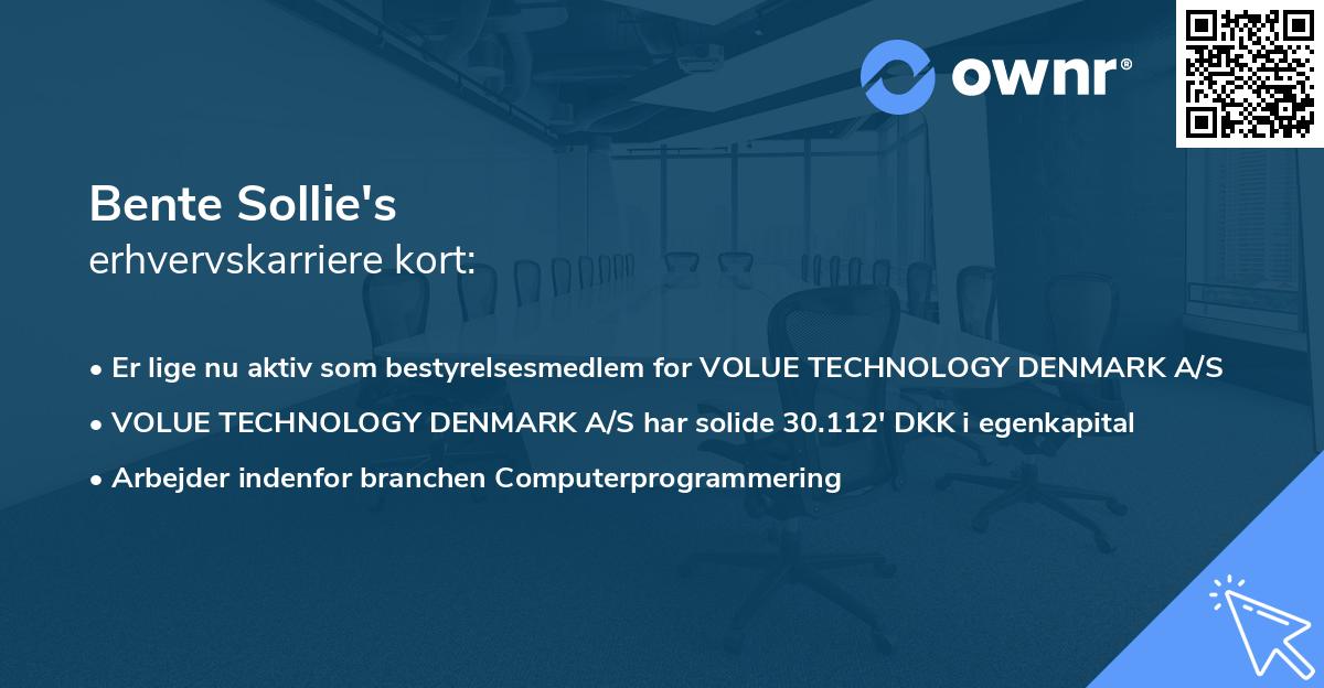 Bente Sollie's erhvervskarriere kort