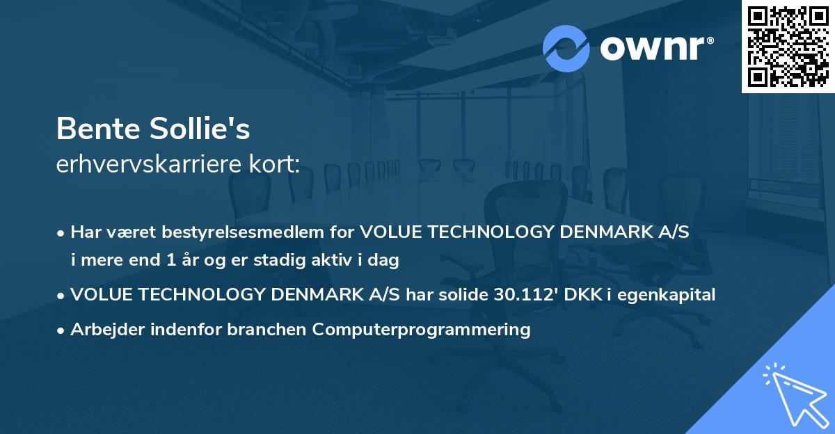 Bente Sollie's erhvervskarriere kort