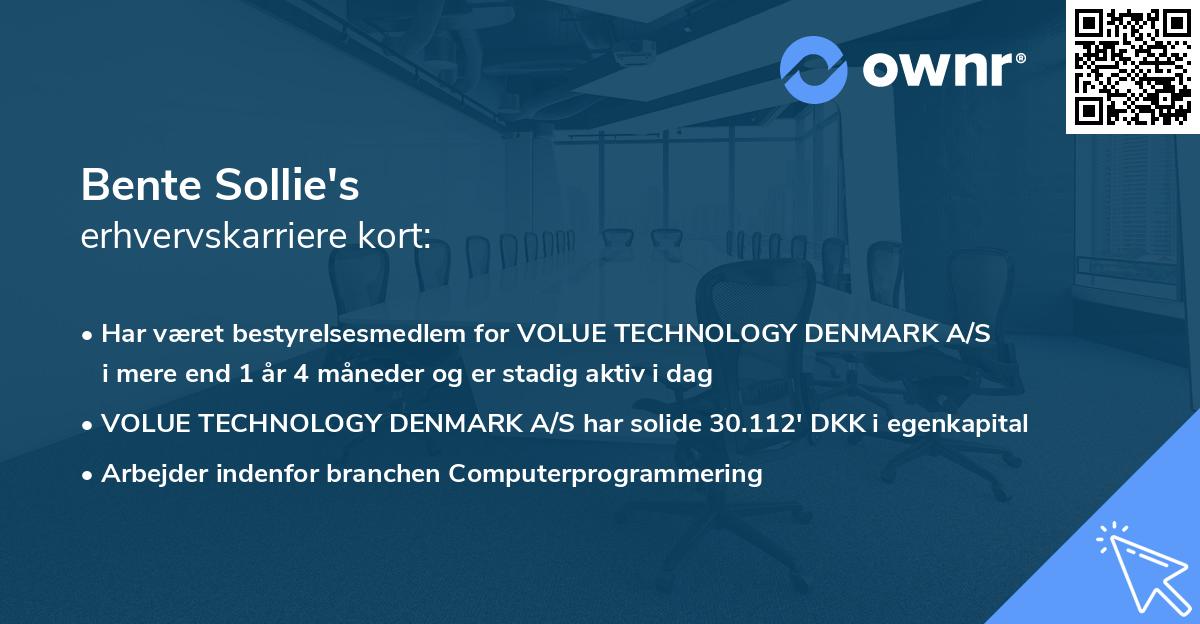 Bente Sollie's erhvervskarriere kort