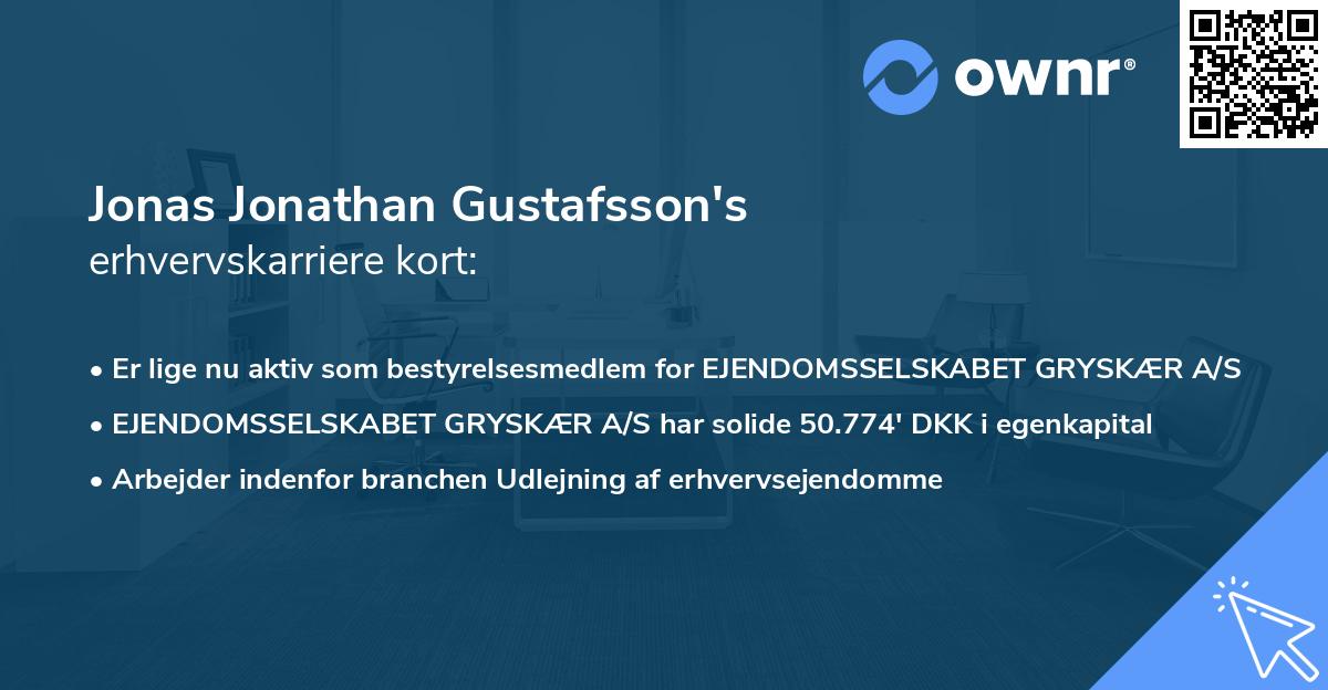 Jonas Jonathan Gustafsson's erhvervskarriere kort