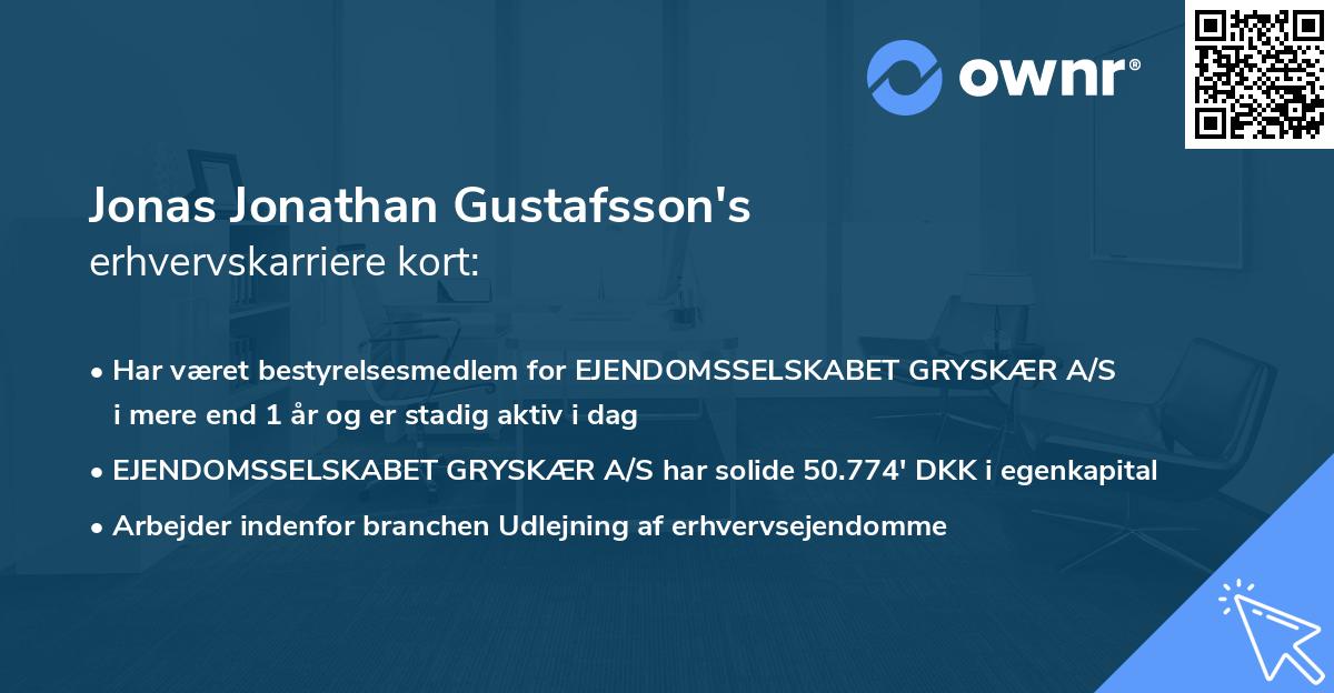 Jonas Jonathan Gustafsson's erhvervskarriere kort