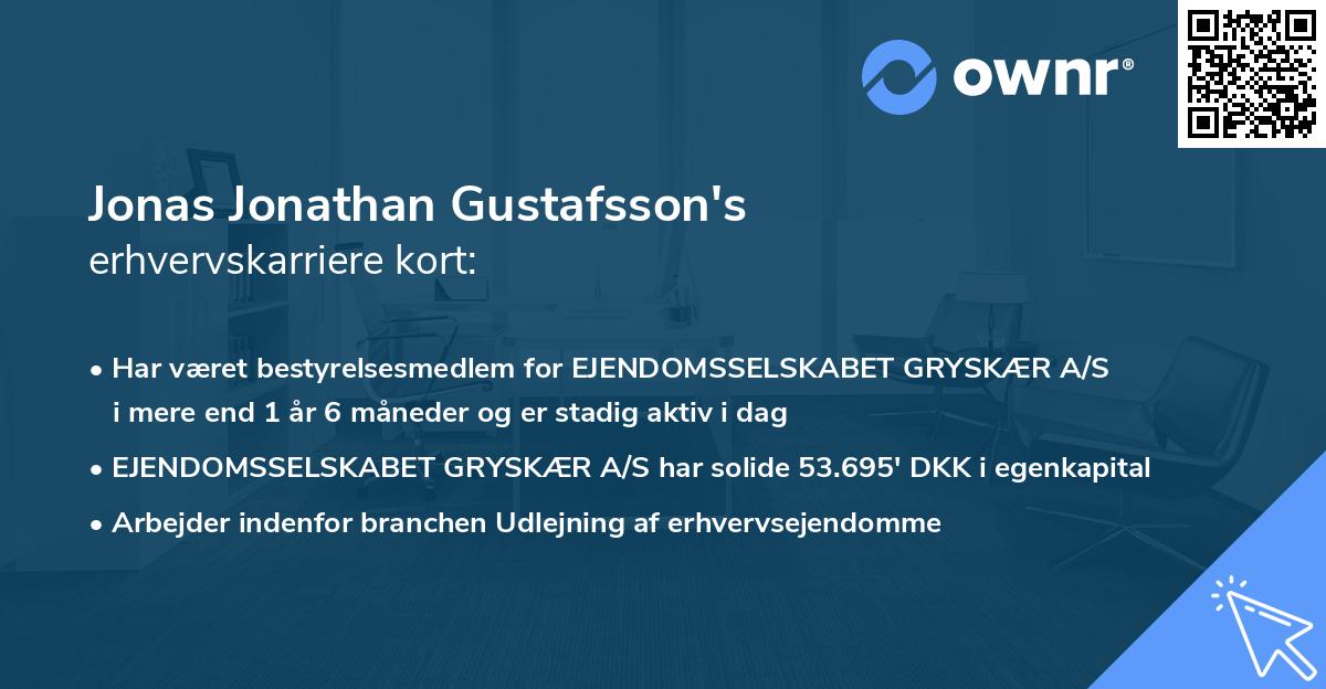 Jonas Jonathan Gustafsson's erhvervskarriere kort