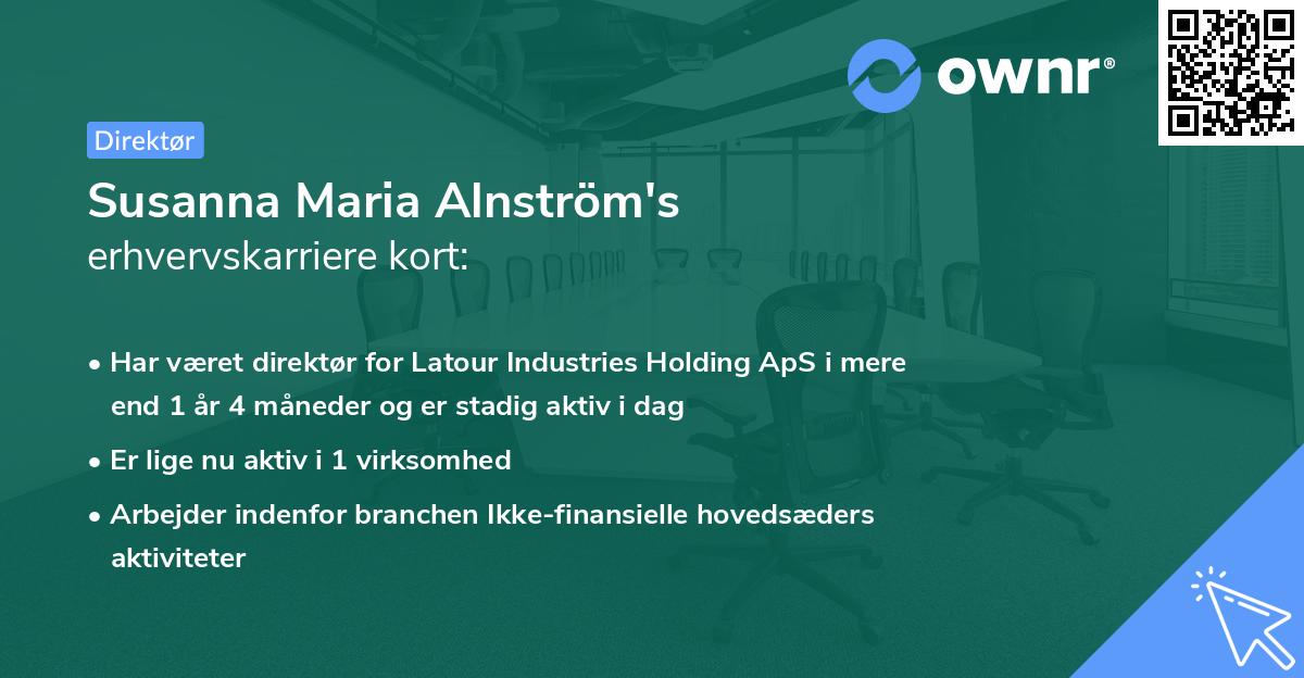 Susanna Maria Alnström's erhvervskarriere kort