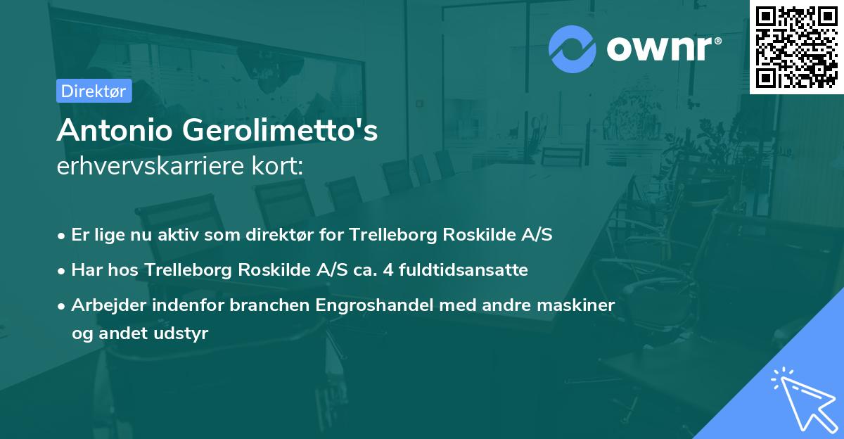 Antonio Gerolimetto's erhvervskarriere kort