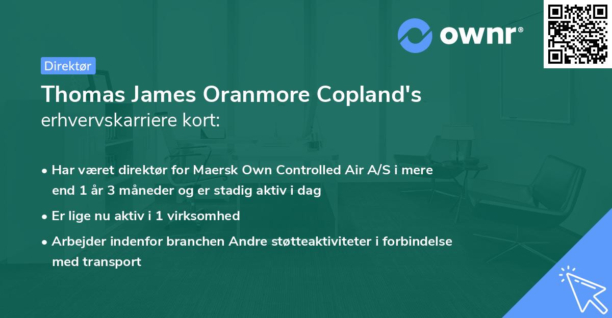 Thomas James Oranmore Copland's erhvervskarriere kort