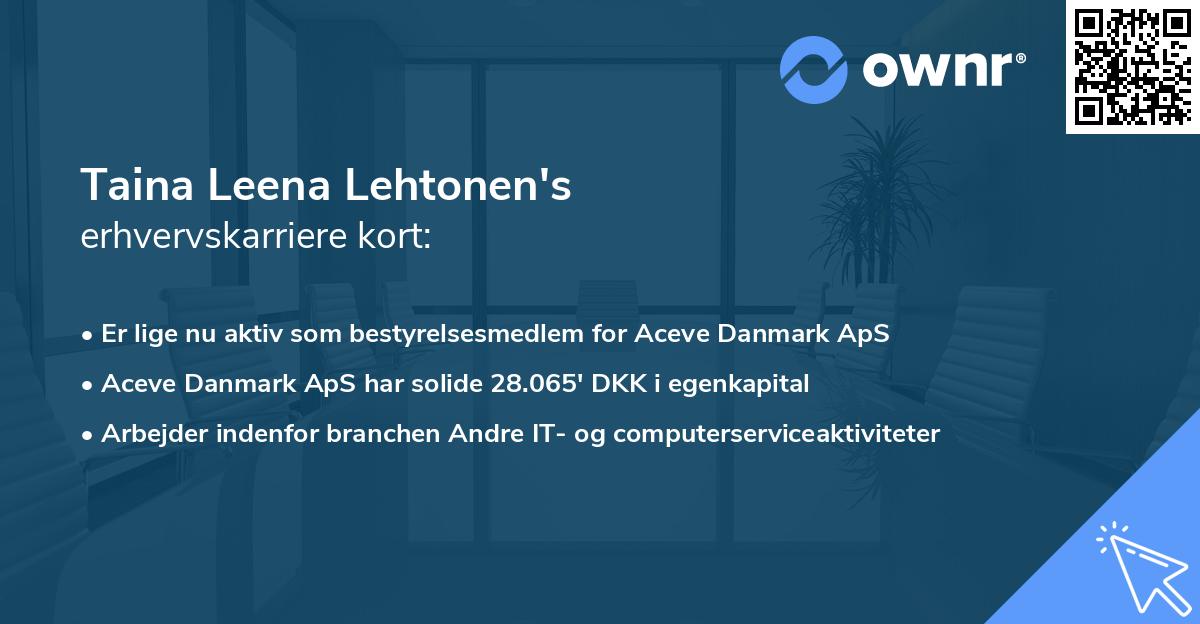 Taina Leena Lehtonen's erhvervskarriere kort