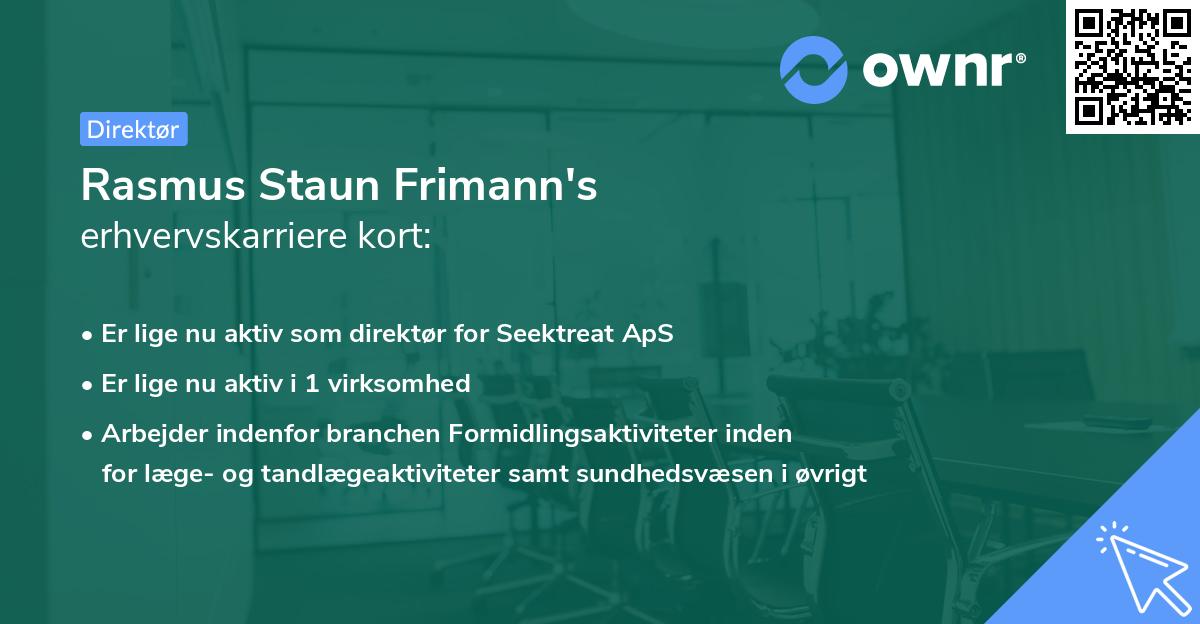 Rasmus Staun Frimann's erhvervskarriere kort