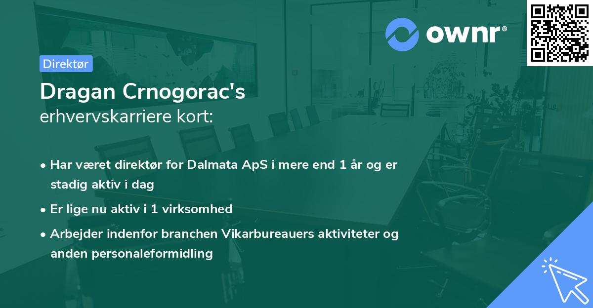 Dragan Crnogorac's erhvervskarriere kort