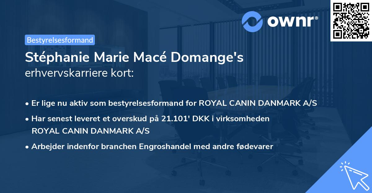 Stéphanie Marie Macé Domange's erhvervskarriere kort