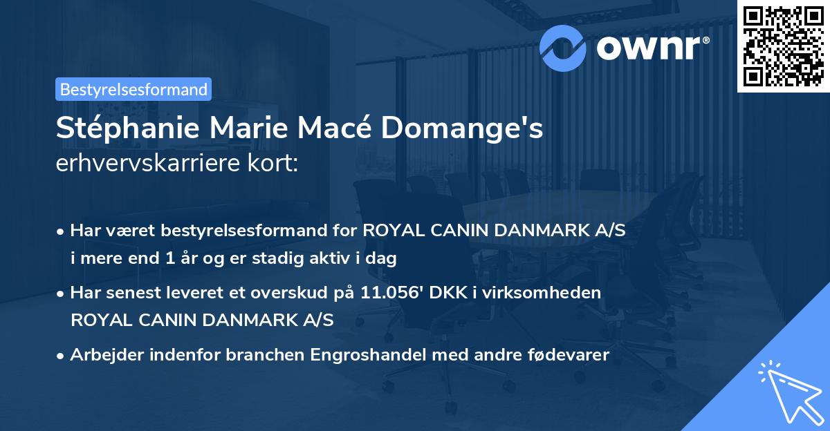 Stéphanie Marie Macé Domange's erhvervskarriere kort