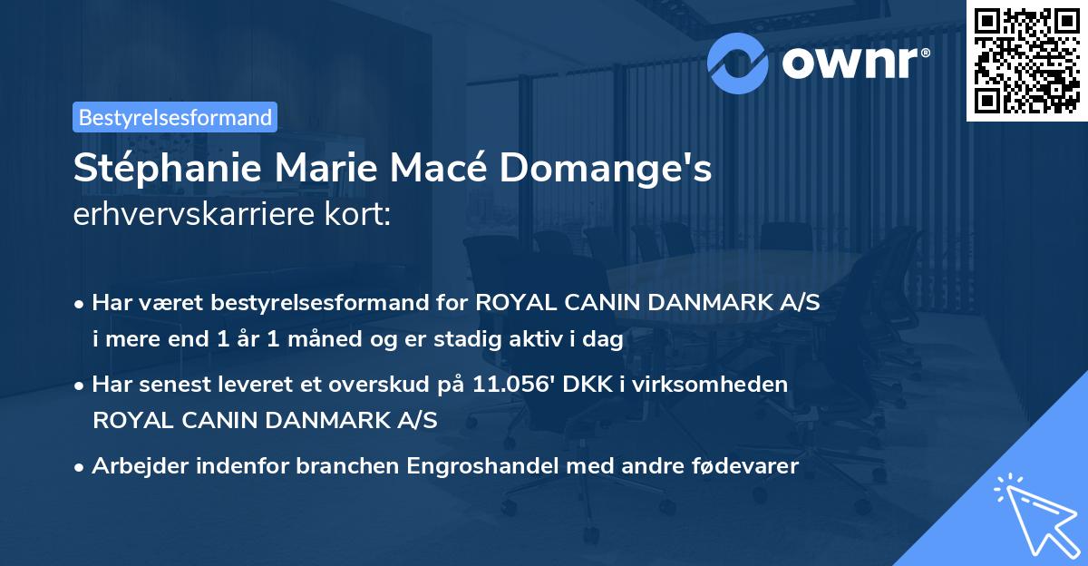 Stéphanie Marie Macé Domange's erhvervskarriere kort