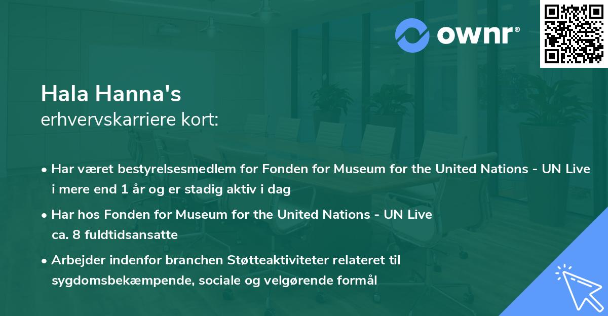 Hala Hanna's erhvervskarriere kort