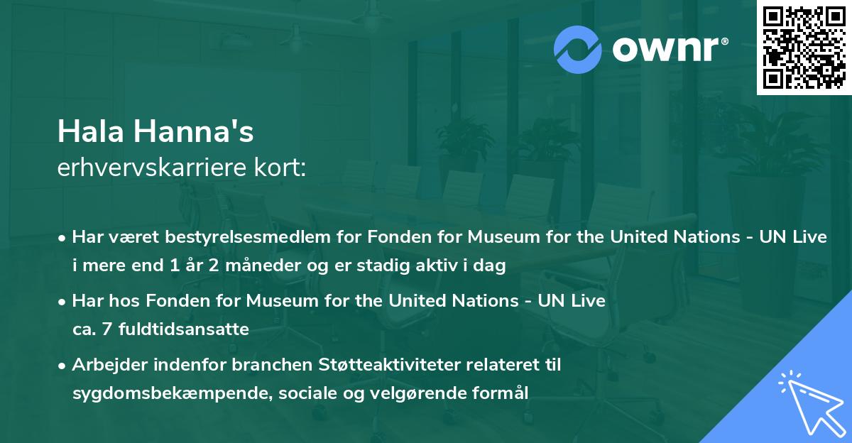 Hala Hanna's erhvervskarriere kort
