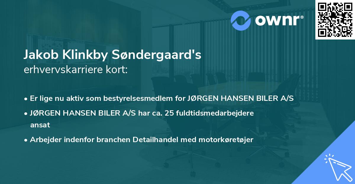 Jakob Klinkby Søndergaard's erhvervskarriere kort