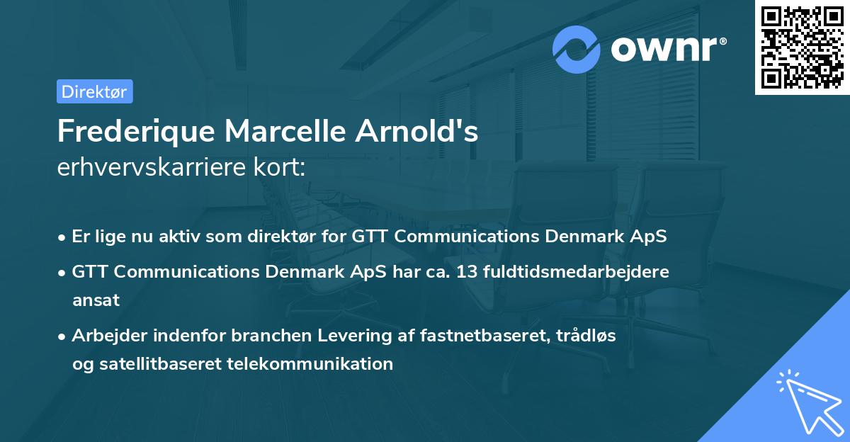 Frederique Marcelle Arnold's erhvervskarriere kort