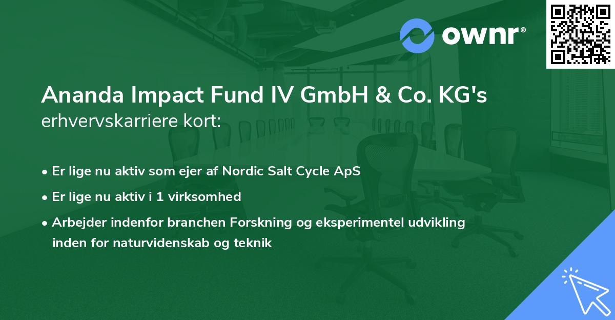 Ananda Impact Fund IV GmbH & Co. KG's erhvervskarriere kort