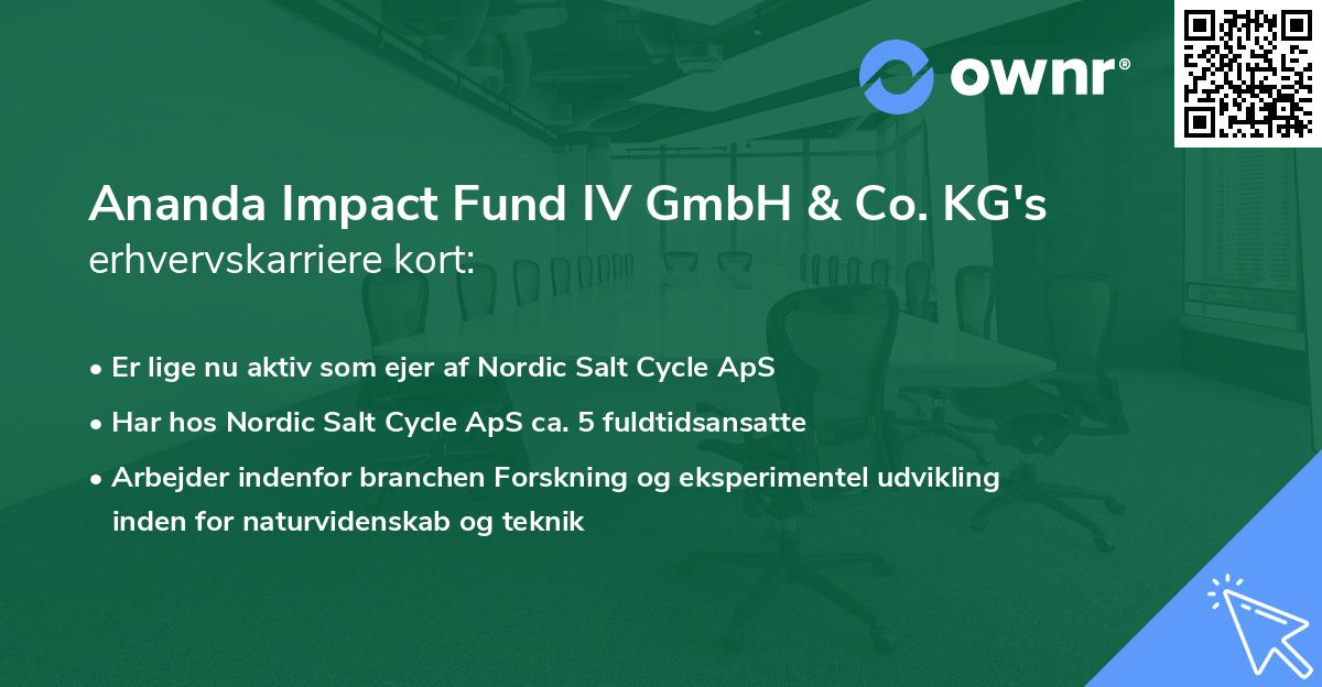 Ananda Impact Fund IV GmbH & Co. KG's erhvervskarriere kort