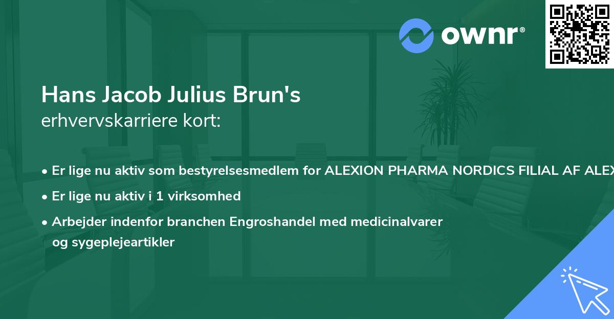 Hans Jacob Julius Brun's erhvervskarriere kort