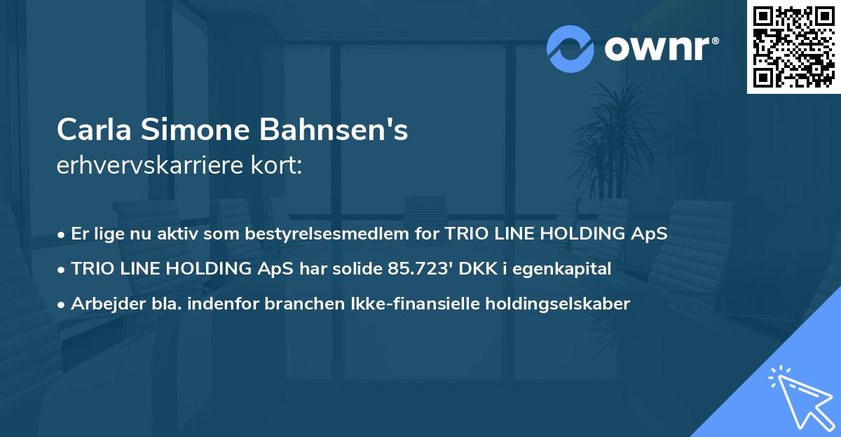 Carla Simone Bahnsen's erhvervskarriere kort