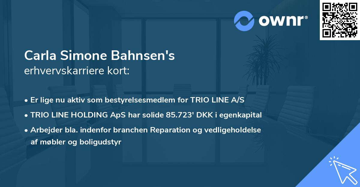 Carla Simone Bahnsen's erhvervskarriere kort