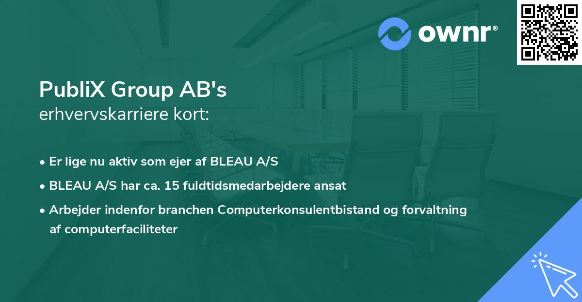 PubliX Group AB's erhvervskarriere kort