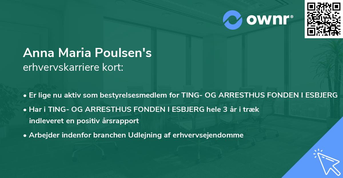 Anna Maria Poulsen's erhvervskarriere kort