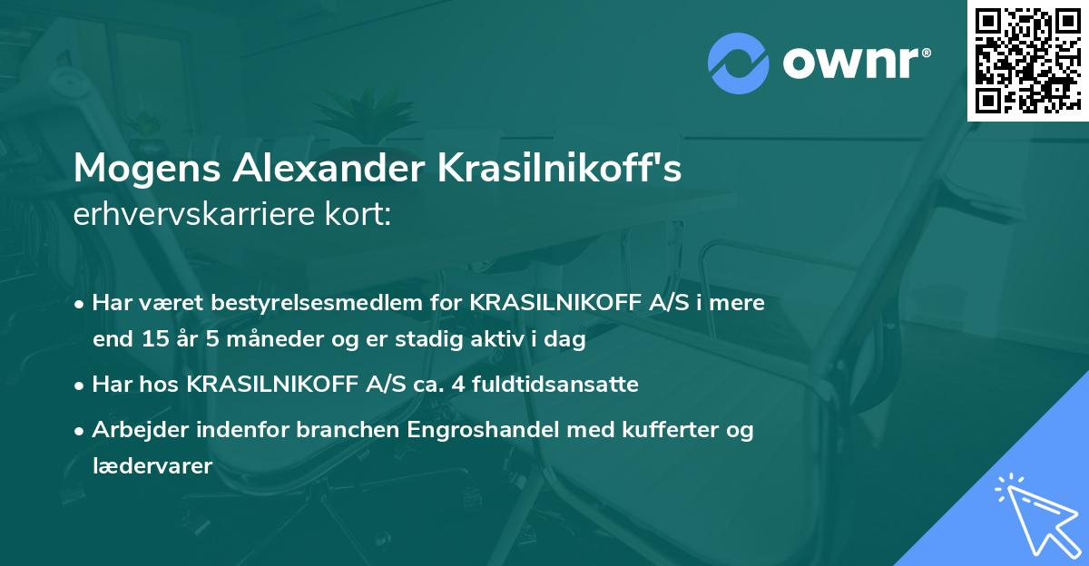 Mogens Alexander Krasilnikoff's erhvervskarriere kort