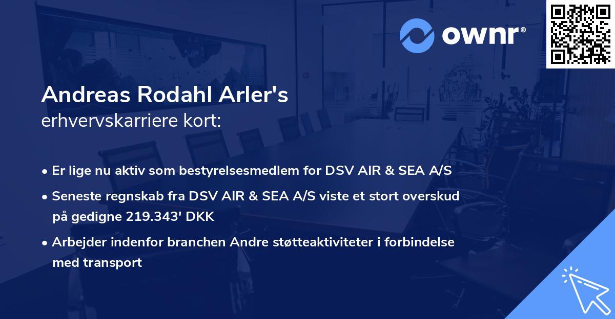 Andreas Rodahl Arler's erhvervskarriere kort
