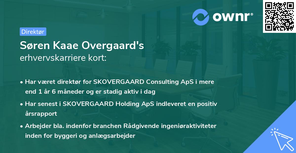 Søren Kaae Overgaard's erhvervskarriere kort