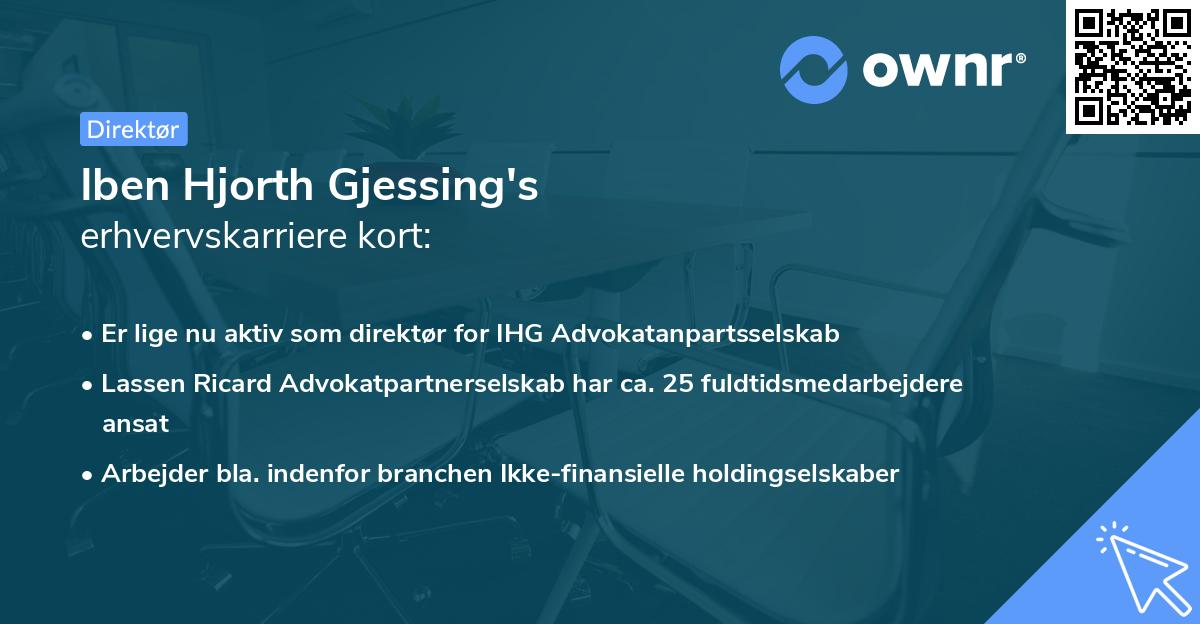 Iben Hjorth Gjessing's erhvervskarriere kort