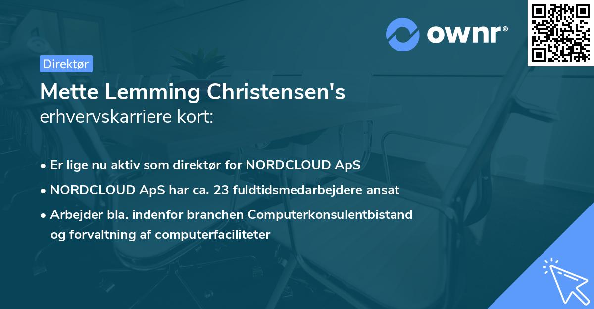 Mette Lemming Christensen's erhvervskarriere kort