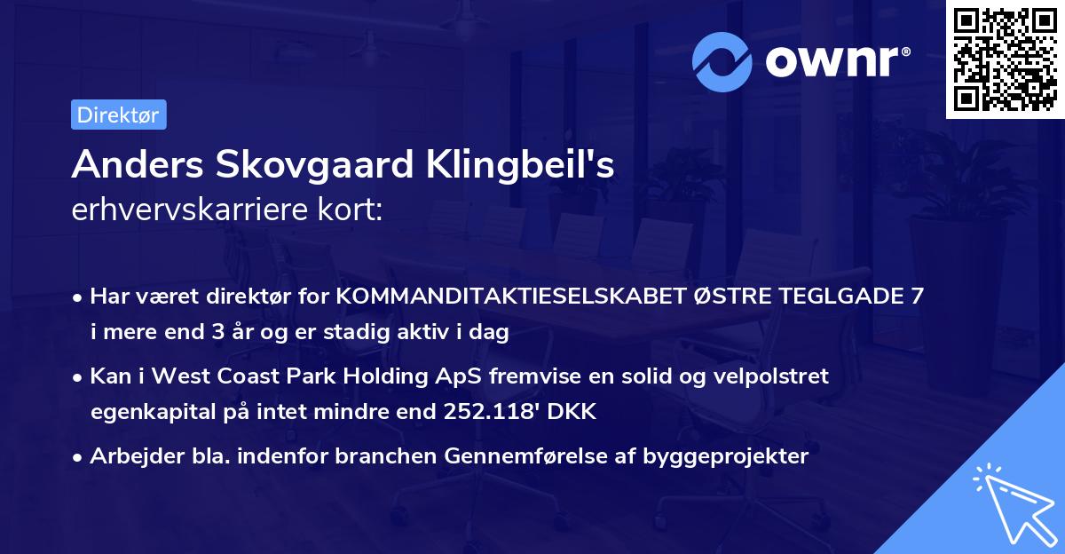 Anders Skovgaard Klingbeil's erhvervskarriere kort