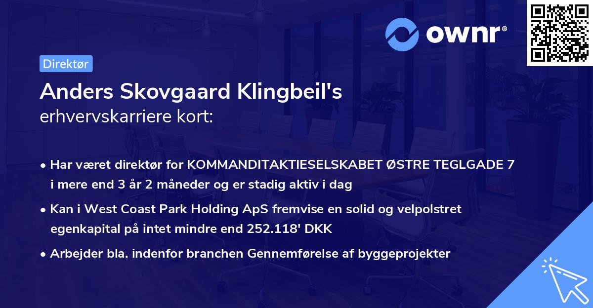 Anders Skovgaard Klingbeil's erhvervskarriere kort