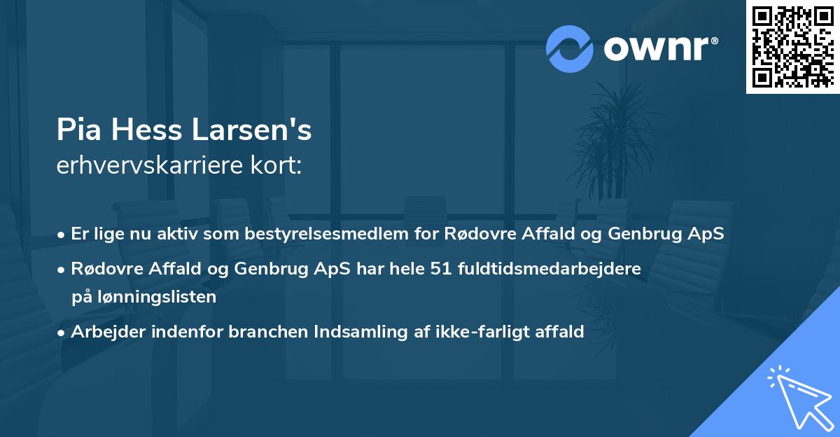 Pia Hess Larsen's erhvervskarriere kort