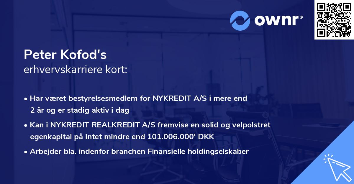 Peter Kofod's erhvervskarriere kort
