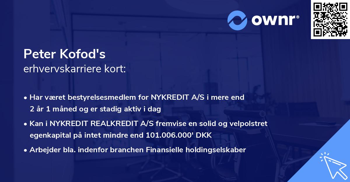 Peter Kofod's erhvervskarriere kort