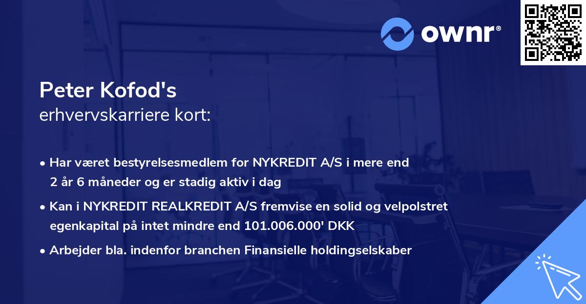 Peter Kofod's erhvervskarriere kort