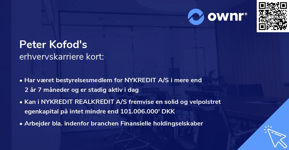 Peter Kofod's erhvervskarriere kort