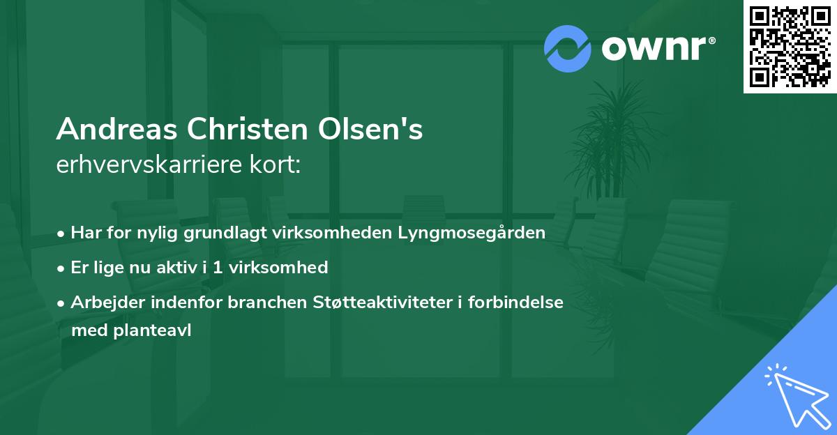Andreas Christen Olsen's erhvervskarriere kort