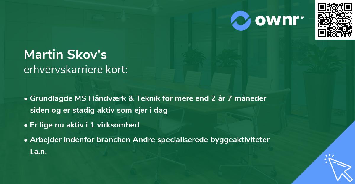 Martin Skov's erhvervskarriere kort