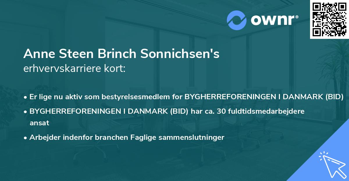 Anne Steen Brinch Sonnichsen's erhvervskarriere kort