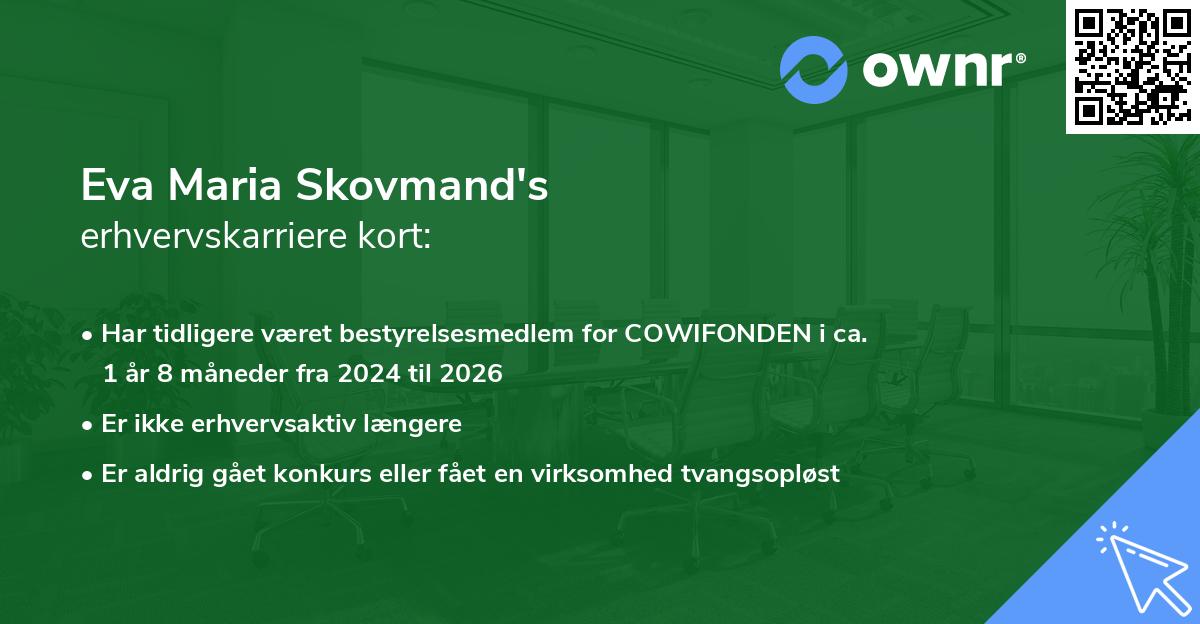 Eva Maria Skovmand's erhvervskarriere kort