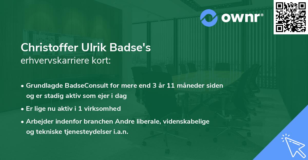 Christoffer Ulrik Badse's erhvervskarriere kort