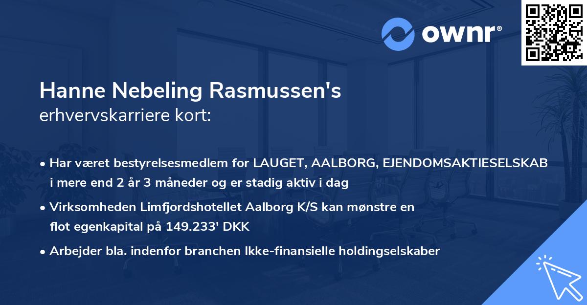 Hanne Nebeling Rasmussen's erhvervskarriere kort