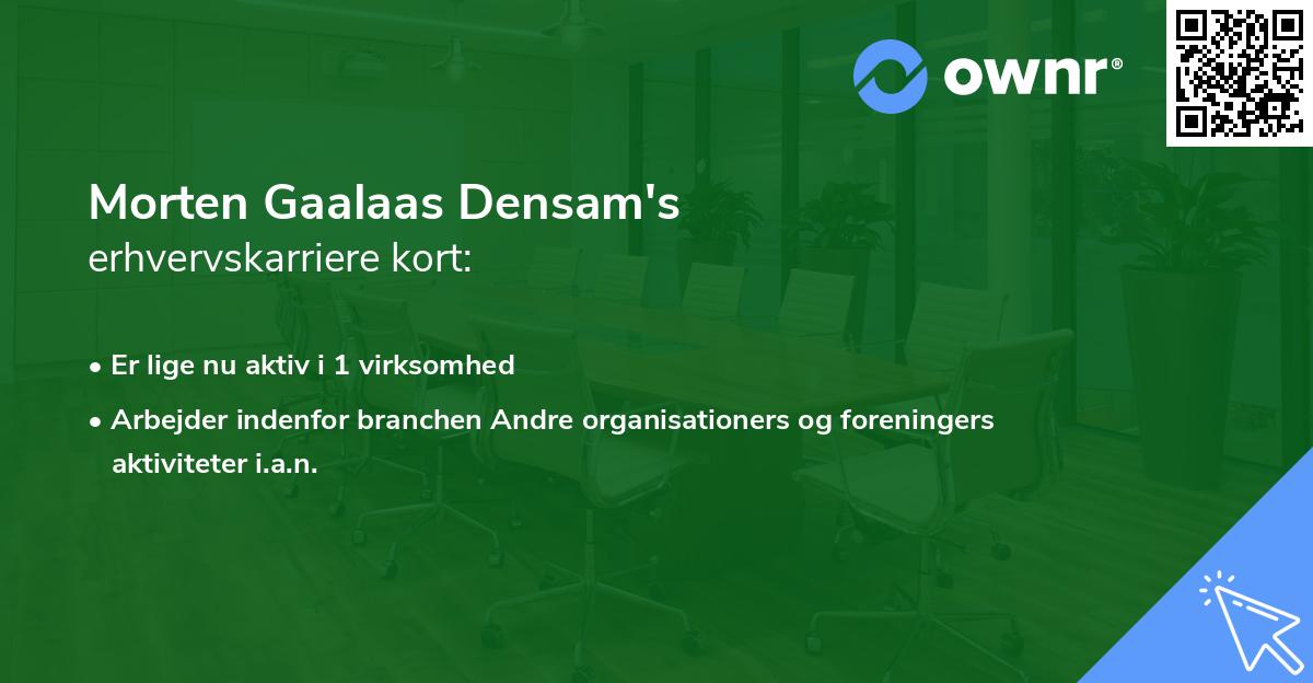 Morten Gaalaas Densam's erhvervskarriere kort