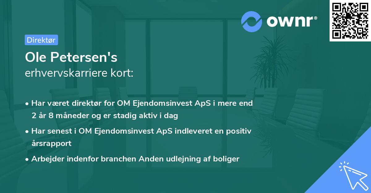 Ole Petersen's erhvervskarriere kort