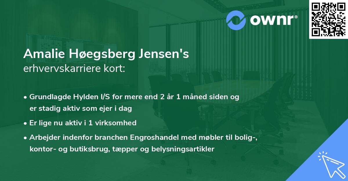 Amalie Høegsberg Jensen's erhvervskarriere kort