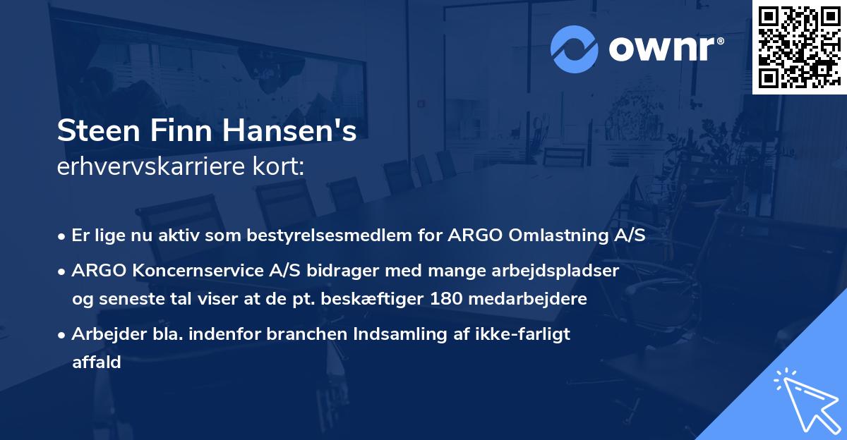 Steen Finn Hansen's erhvervskarriere kort
