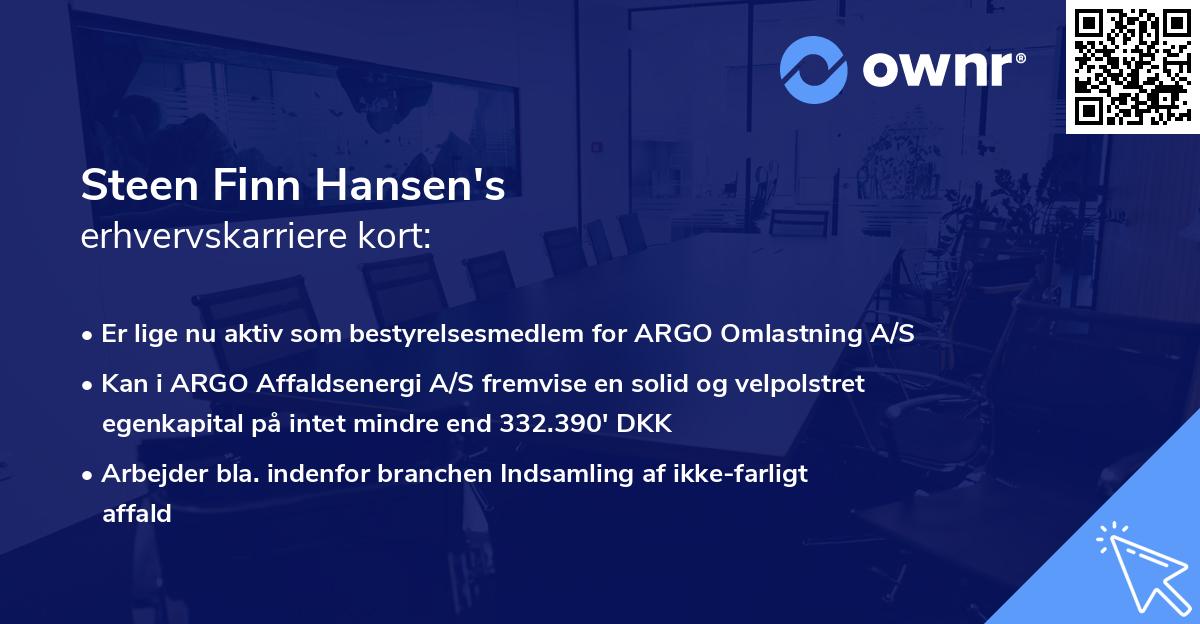 Steen Finn Hansen's erhvervskarriere kort